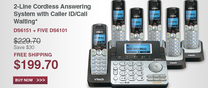 2-Line Cordless Answering System with Caller ID/Call Waiting* - DS6151 + FIVE DS6101 - WAS $229.70, NOW $199.70 (SAVE $30)