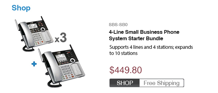 4-Line Small Business Phone System Starter Bundle
 - SBS-SB0
 - $449.80
 - FREE SHIPPING