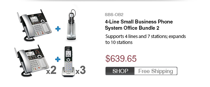 4-Line Small Business Phone System Office Bundle 2
 - SBS-OB2
 - $639.65
 - FREE SHIPPING