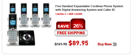Five Handset Expandable Cordless Phone System with Digital Answering System and Caller: LS6326-4 + ONE LS6305