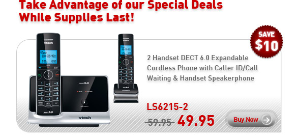 While Supplies Last! - LS6215-2 - 2 Handset DECT 6.0 Expandable Cordless Phone with Caller ID/Call Waiting & Handset Speakerphone - $49.95
