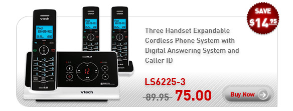 LS6225-3 - Three Handset Expandable Cordless Phone System with Digital Answering System and Caller ID - $75.00
