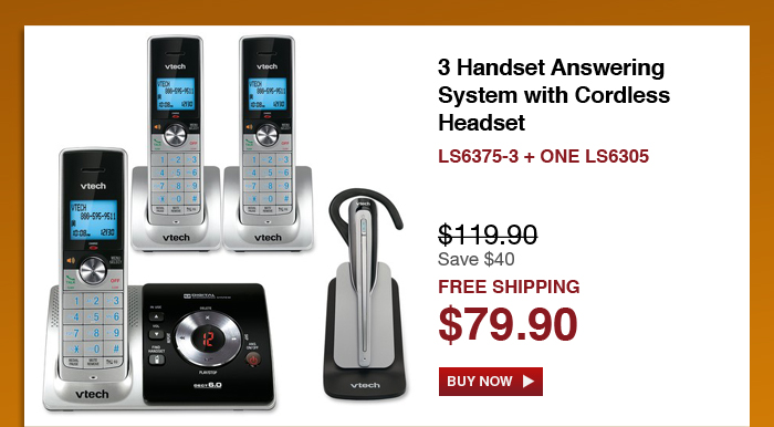 3 Handset Answering System with Cordless Headset - LS6375-3 + ONE LS6305 - WAS $119.90, NOW $79.90 (SAVE $40) - FREE SHIPPING