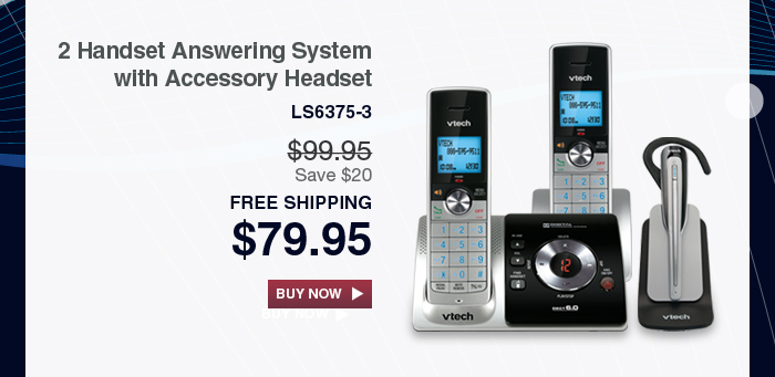 2 Handset Answering System with Accessory Headset - LS6375-3 - WAS $99.95, NOW $79.95 (SAVE $20) - FREE SHIPPING