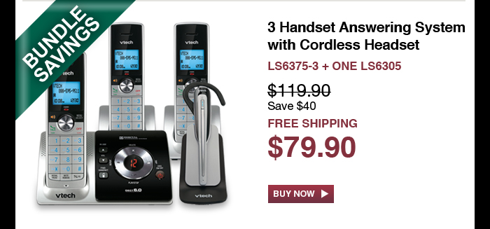 3 Handset Answering System with Cordless Headset - LS6375-3 + ONE LS6305 - WAS $119.90, NOW $79.90 (SAVE $40) - FREE SHIPPING