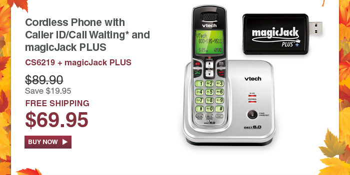 Cordless Phone with Caller ID/ Call Waiting* and magicJack PLUS - CS6219 + magicJack PLUS - WAS $89.90, NOW $69.95 (SAVE $19.95)