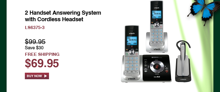 2 Handset Answering System with Cordless Headset - LS6375-3 - WAS $99.95, NOW $69.95 (SAVE $30) - FREE SHIPPING